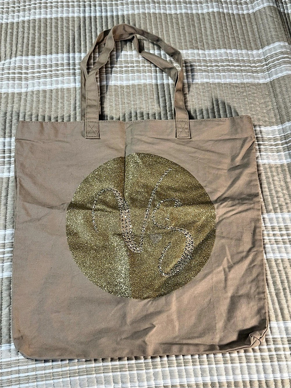 Victoria’s Secret Beige & Gold Graphic Tote